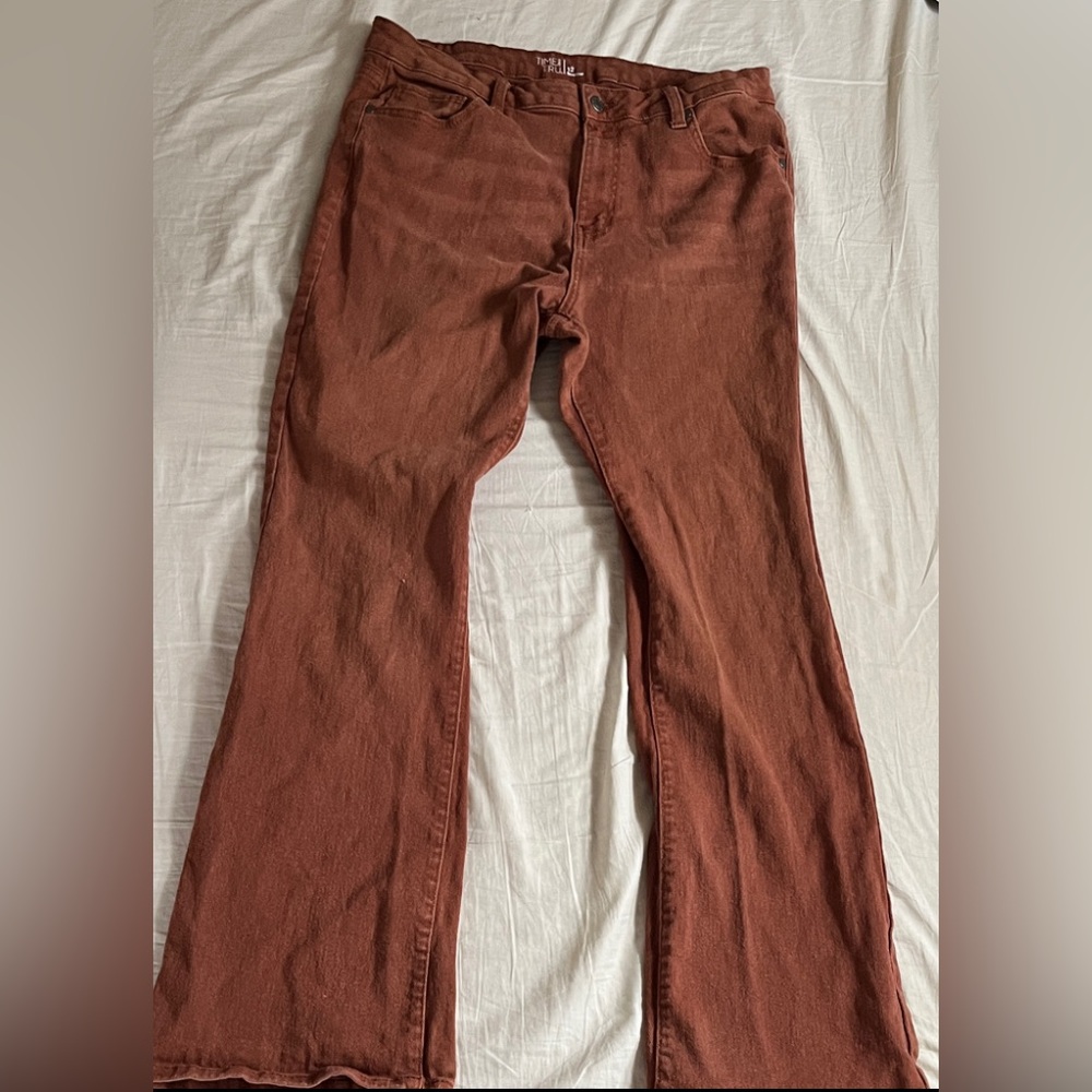 Trendy brown bootcut jeans